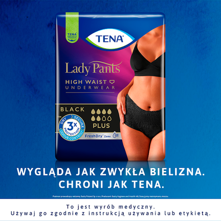 TENA Lady Pants Black wysokim stanem, rozmiar M, 30 sztuk - cena