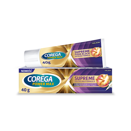 Corega Power Max Supreme, krem do protez zębowych, 40 g - Stabilizujące