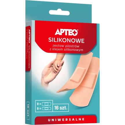 Apteo Silikonowe, zestaw plastrów z klejem silikonowym, 16 sztuk - zdjęcie produktu