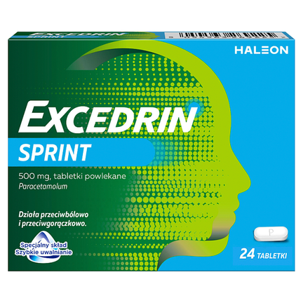Excedrin Sprint 500 mg, 24 tabletki powlekane - zdjęcie produktu