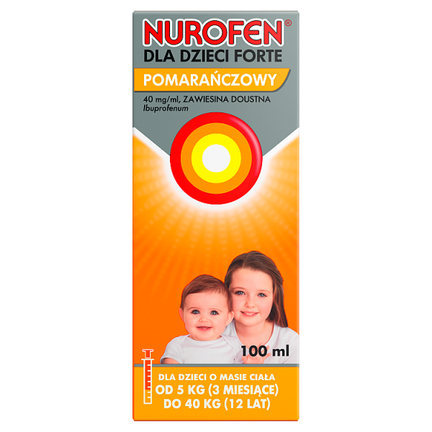 Nurofen dla dzieci Forte 200 mg/5 ml, smak pomarańczowy, zawiesina doustna, 100 ml - zdjęcie produktu