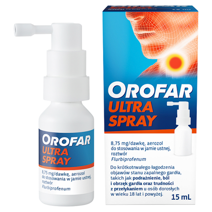 Orofar Ultra Spray, 8,75 mg/dawkę, aerozol do stosowania w jamie ustnej, 15 ml - zdjęcie produktu