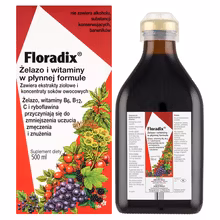 Floradix Żelazo i witaminy w płynnej formule, 500 ml