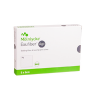Exufiber Ag+, 5 cm x 5 cm, opatrunek ze srebrem, 1 opatrunek