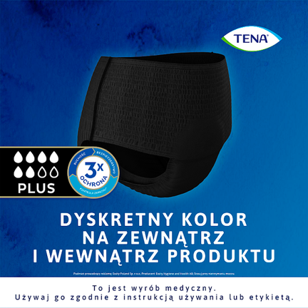 TENA Lady Pants Black wysokim stanem, rozmiar L, 30 sztuk - WYRÓB MEDYCZNY