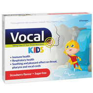 Vocal Kids smak truskawkowy, 24 pastylek miękkich do ssania