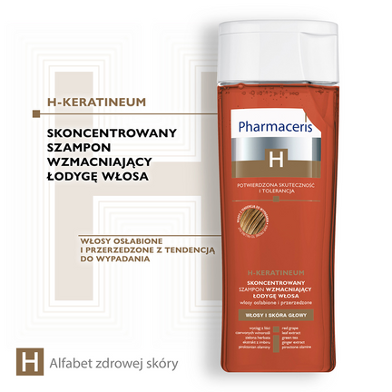 Pharmaceris H Keratineum, skoncentrowany szampon wzmacniający łodygę włosa do włosów osłabionych i przerzedzonych, 250 ml - DR IRENA ERIS S.A