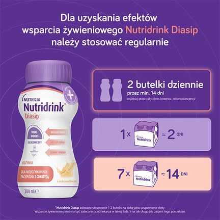 Nutridrink Diasip, smak waniliowy, 4 x 200 ml - Dorosły