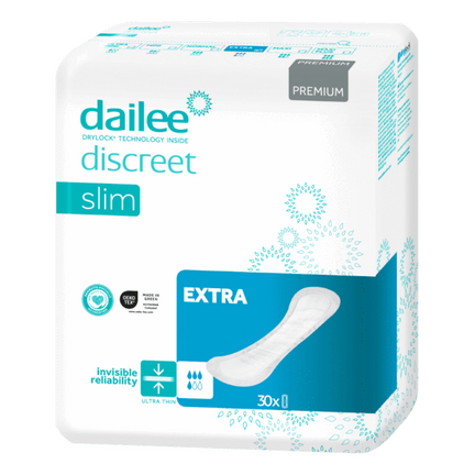 Dailee Discreet Premium Slim Extra, wkładki urologiczne, 4 krople, 30 sztuk - zdjęcie produktu