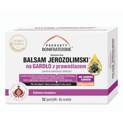 BONI FRATRES PHARM Balsam Jerozolimski na gardło, 32 pastylki — Inhaltsstoffe i ocena