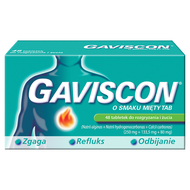 Gaviscon o smaku mięty TAB, na zgagę i refluks, 48 tabletek do rozgryzania i żucia