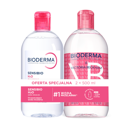 Zestaw: Bioderma Sensibio H2O, woda micelarna, 2 x 500 ml - zdjęcie produktu