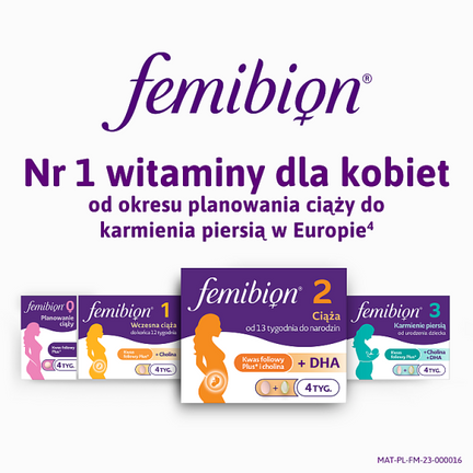 Femibion 2 Ciąża, Kwas Foliowy Plus, DHA, 56 tabletek i 56 kapsułek - Uzupełniające dietę, Wspierające
