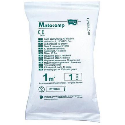 Matocomp, gaza opatrunkowa, jałowa, 13-nitkowa, 1 m2 - zdjęcie produktu