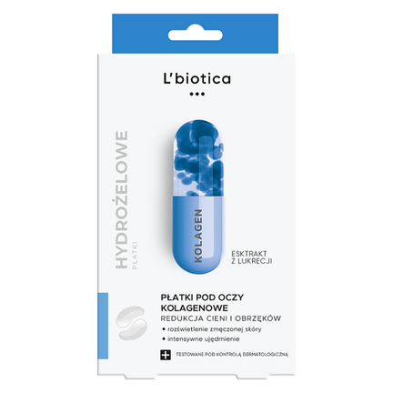 L'Biotica, kolagenowe płatki pod oczy redukcja cieni i obrzęków, 3 pary  - zdjęcie produktu