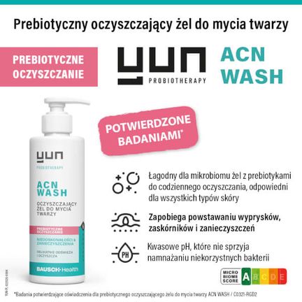 Yun Acn Wash, żel prebiotyczny do mycia twarzy, 150 ml - ŻEL