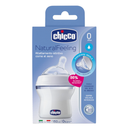 Chicco, butelka do karmienia NaturalFeeling, wolny przepływ, 0+, 150 ml - zdjęcie produktu