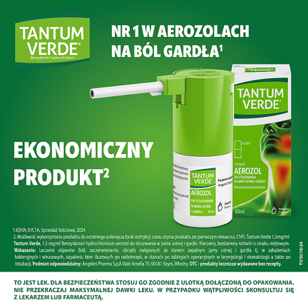Tantum Verde 1,5 mg/ml, aerozol do stosowania w jamie ustnej i gardle, 30 ml - 5909990018116