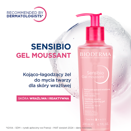 Bioderma Sensibio Gel moussant, łagodzący żel do mycia twarzy dla skóry wrażliwej, 200 ml - KOSMETYK