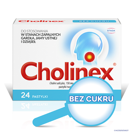 Cholinex, 24 pastylki bez cukru - PASTYLKI