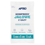 Kompresy jałowe z gazy 5 cm x 5 cm, 5 sztuk