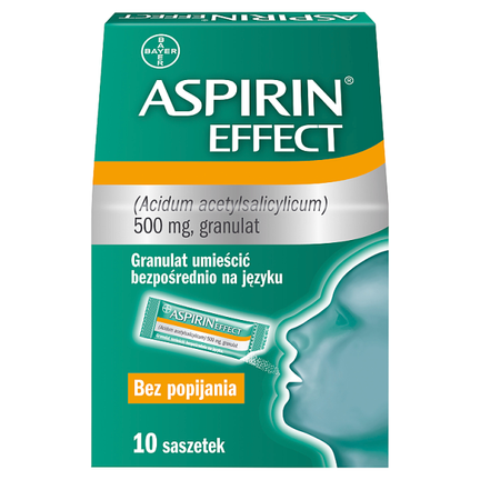 Aspirin Effect 500 mg, 10 saszetek - PRODUKT LECZNICZY NIEREFUNDOWANY OTC