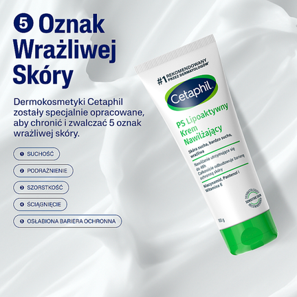 Cetaphil PS, lipoaktywny krem nawilżający, 100 g - Jędrność skóry, Suchość