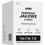 Apteo kompresy jałowe z gazy, 7 cm x 7 cm, 3 sztuki x 20 opakowań