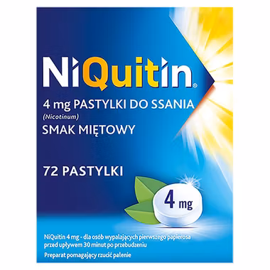 NiQuitin 4 mg, 72 pastylki do ssania, smak miętowy