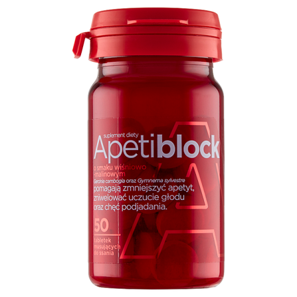 Apetiblock, 50 tabletek musujących do ssania, smak wiśniowo-malinowy - zdjęcie produktu