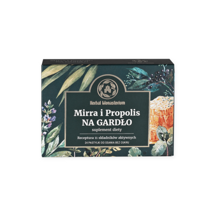 Mirra i Propolis na gardło, bez cukru, 24 pastylki do ssania - zdjęcie produktu