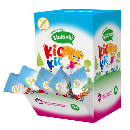 Multinki Kic Kic, 55 lizaków witaminowych o smaku malinowym - zdjęcie produktu