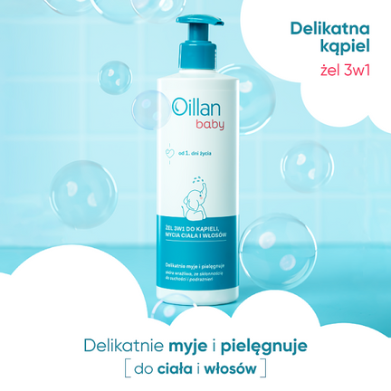 Oillan Baby Żel 3w1 do kąpieli, mycia ciała i włosów, 400 ml - 5900116091570