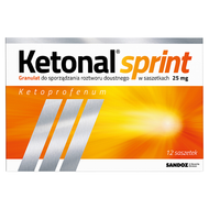Ketonal Sprint 25 mg, granulat do sporządzania roztworu doustnego, 12 saszetek