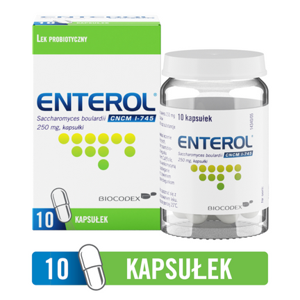 Enterol, 250 mg, 10 kapsułek - PRODUKT LECZNICZY NIEREFUNDOWANY OTC