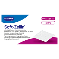 Soft-Zellin, kompresy z włókniny nasączone alkoholem, 60 mm x 30 mm, 100 sztuk