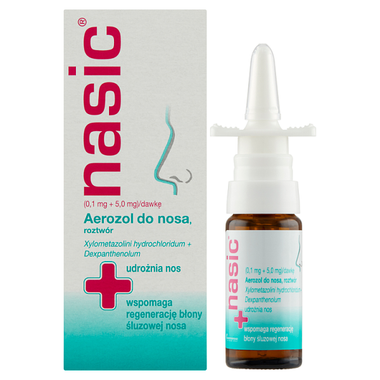 Nasic (0,1 mg + 5,0 mg)/dawkę, aerozol do nosa, roztwór, 10 ml
