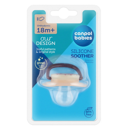 Canpol babies Smoczek silikonowy 18m+ anatomiczny Night Dreams, różowy, 1 sztuka - 5903407164625