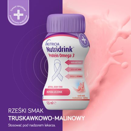 Nutridrink Protein Omega 3, smak truskawkowo-malinowy, 24 x 125 ml - 5900852075155