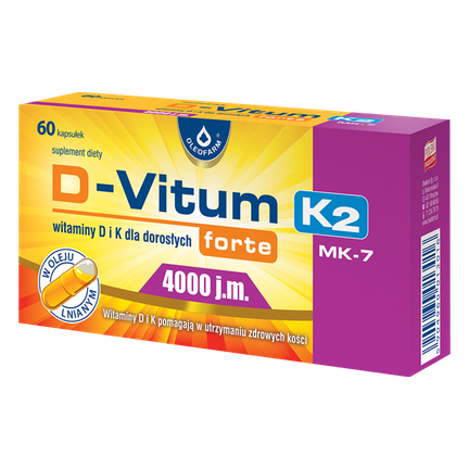 D-Vitum Forte 4000 j.m. + K2, 60 kapsułek - zdjęcie produktu