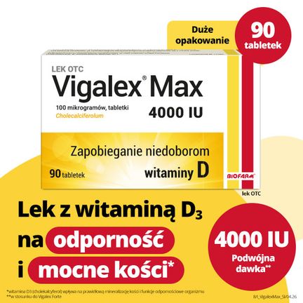 Vigalex Max 4000 IU, 90 tabletek  - PRODUKT LECZNICZY NIEREFUNDOWANY OTC