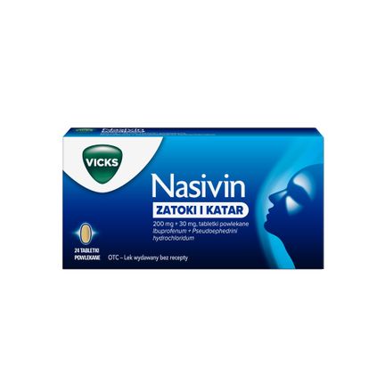 Nasivin Zatoki i Katar, 200 mg + 30 mg, 24 tabletki powlekane - zdjęcie produktu