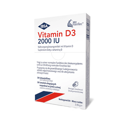IBSA Vitamin D3 2000 IU, lamelki ulegające rozpadowi w jamie ustnej, 30 lamelek - zdjęcie produktu