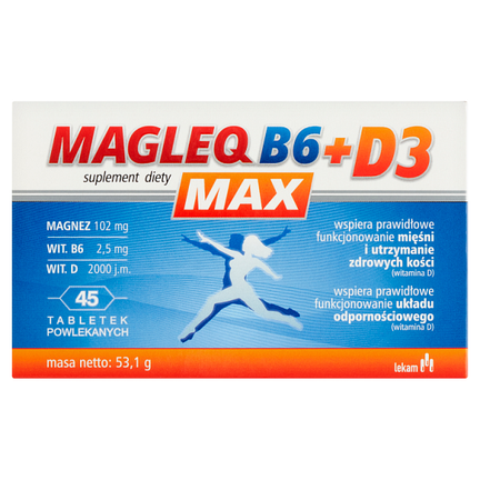 Magleq B6 Max + D3, 45 tabletek  - zdjęcie produktu