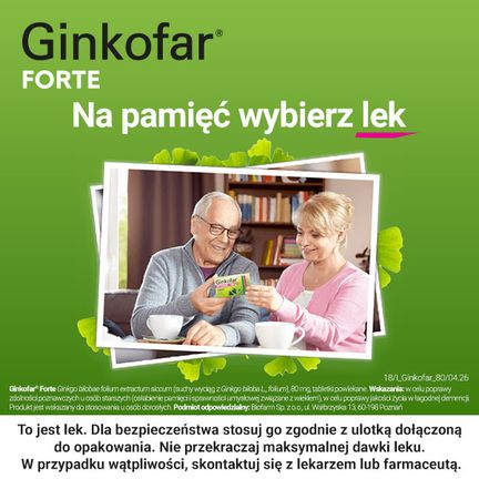 Ginkofar Forte 80mg, 60 tabletek - Koncentracja, Pamięć
