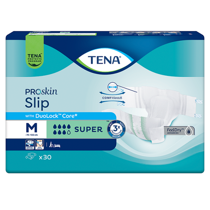 TENA Slip Proskin Super, pieluchomajtki, rozmiar M, 30 sztuk - zdjęcie produktu