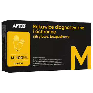 Ru0119kawice diagnostyczne i ochronne nitrylowe, bezpudrowe, czarne, r. M