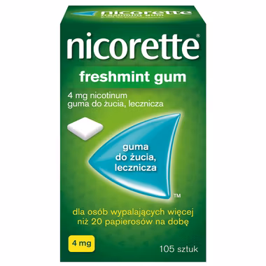 Nicorette Freshmint Gum 4 mg, 105 gum do żucia, leczniczych