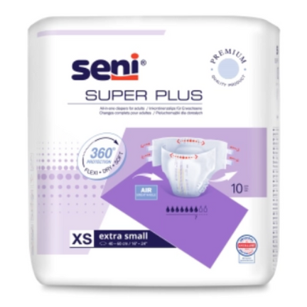 Pieluchomajtki na rzepy Seni Super Plus, rozmiar XS, 10 sztuk - zdjęcie produktu