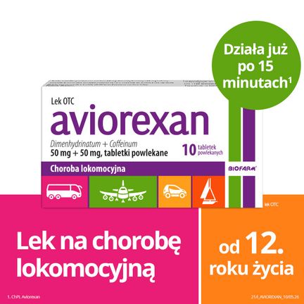 Aviorexan 50 mg + 50 mg, 10 tabletek powlekanych - PRODUKT LECZNICZY NIEREFUNDOWANY OTC